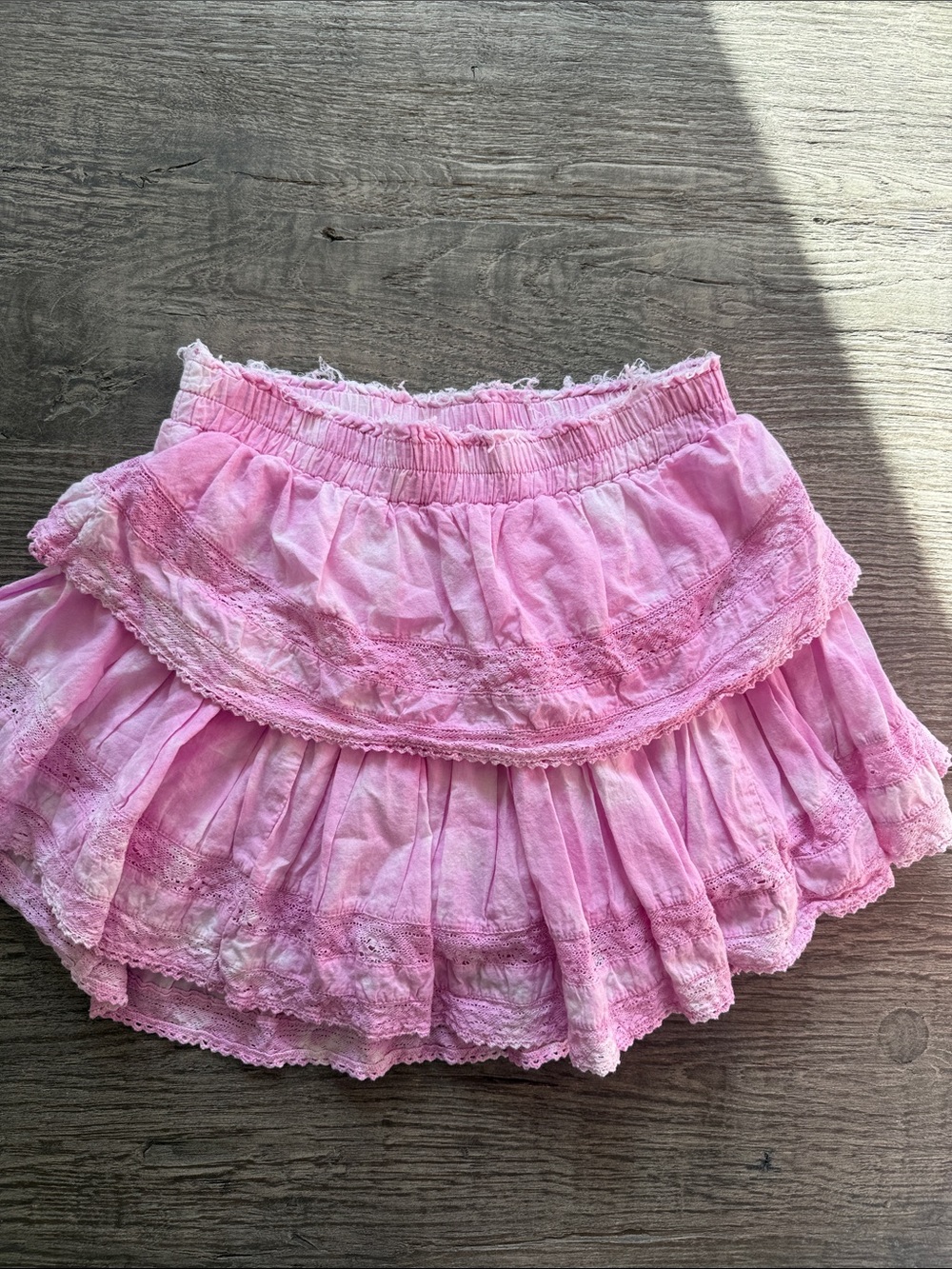LoveShackFancy Pink Gathered Waist Skirt